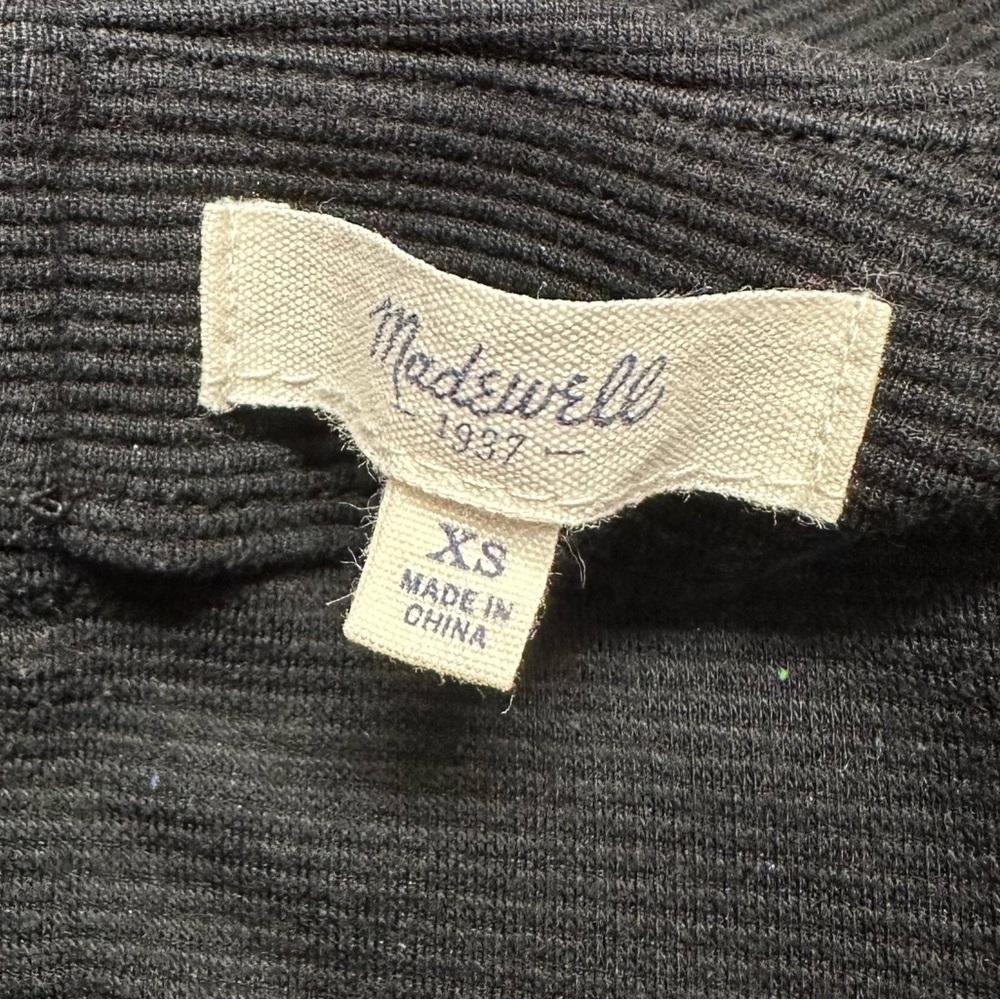 Madewell Ribbed Knit Top Colorblock Shirt XS Gallerist Ponte Back Zip 3/4 Sleeve - Picture 5 of 8
